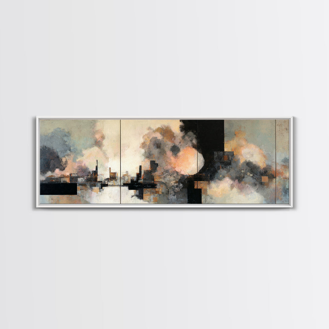 Large Cloudscape with Subtle Drama Framed Canvas Print, Hotel Art, Travel Poster, Hotel Decor, Fine Art, Boutique, HOT-3x1-57