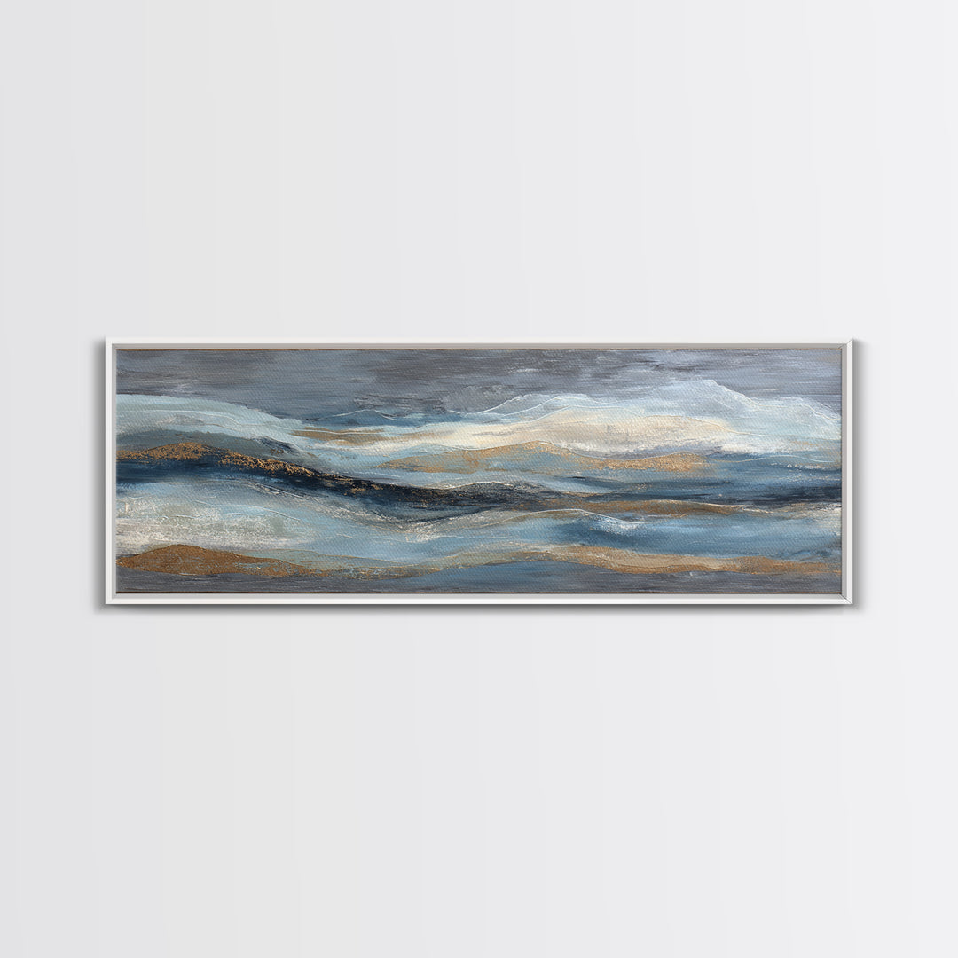 Soft Abstract Wave Forms Framed Canvas Print, Hotel Art, Coastal Wall Art, Hotel Decor, Fine Art, Boutique, Fine Art Print, HOT-3x1-74