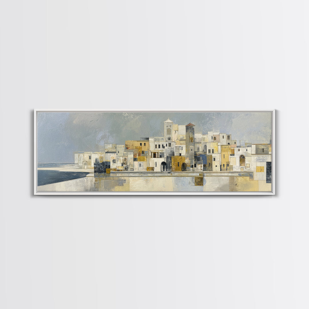 Mediterranean Terrace View Focused on Sea and Canvas Print, Hotel Art, Framed Art, Hotel Decor, Boutique, Beach Prints, HOT-3x1-75