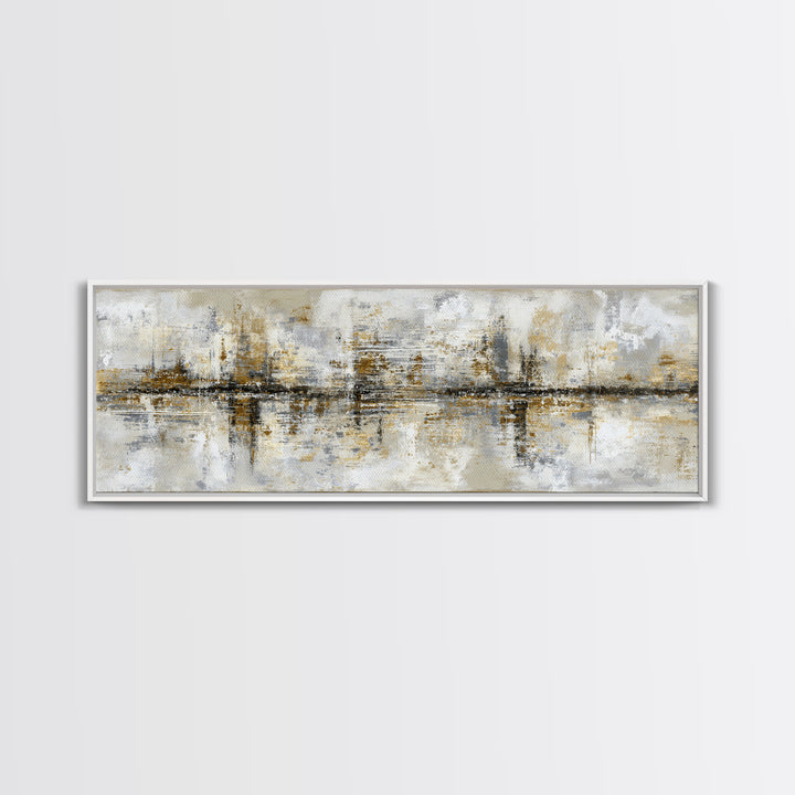 Gold Accented Abstract for Upscale Lobby Framed Canvas Print, Hotel Art, Gallery Wall Set, Hotel Decor, Fine Art, Boutique, HOT-3x1-77