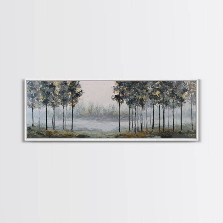 Misty Forest with Refined Calm Atmosphere Canvas Print, Hotel Art, Hotel Decor, Oil Painting, Boutique, Wall Sculpture, HOT-3x1-78