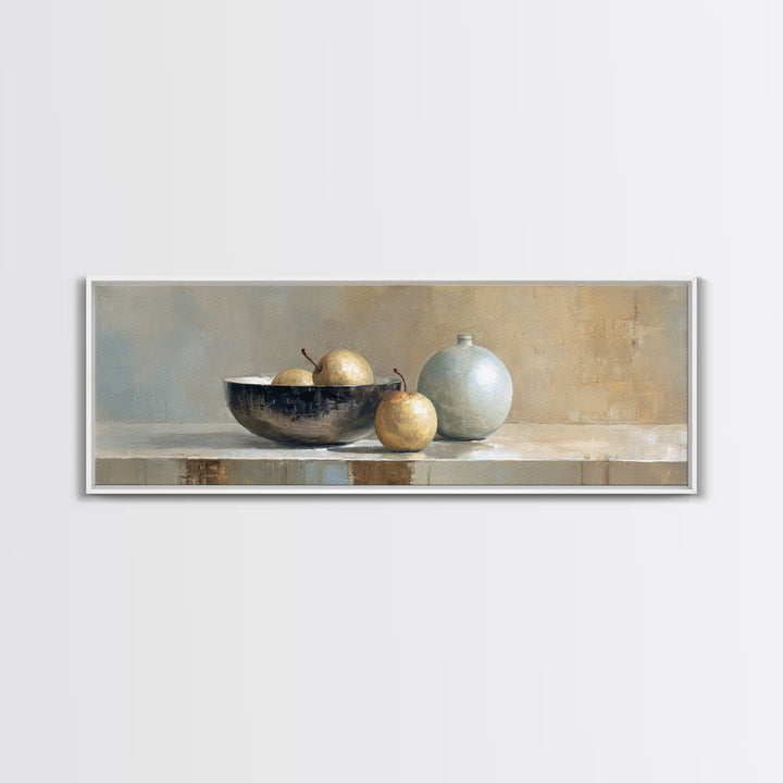 Elegant Pear Still Life on Linen Canvas Print, Hotel Art, City Wall Art, Hotel Decor, Abstract Art, Boutique, Minimalist Decor, HOT-3x1-85