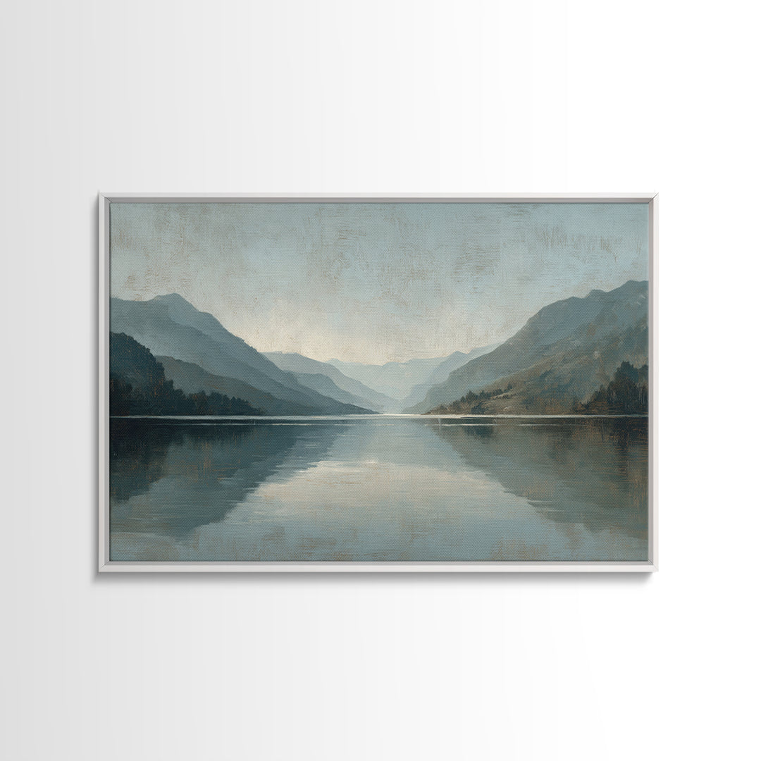 Serene Mountain Lake for Boutique Hotel Mood Canvas Print, Hotel Art, Coastal Decor, Hotel Decor, Oil Painting, Boutique, HOT-3x2-12