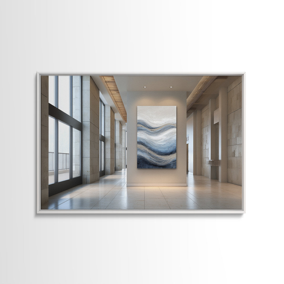 Soft Abstract Wave Forms Framed Canvas Print, Hotel Art, Abstract Art, Hotel Decor, Fine Art, Boutique, Gallery Wall Art, HOT-3x2-14