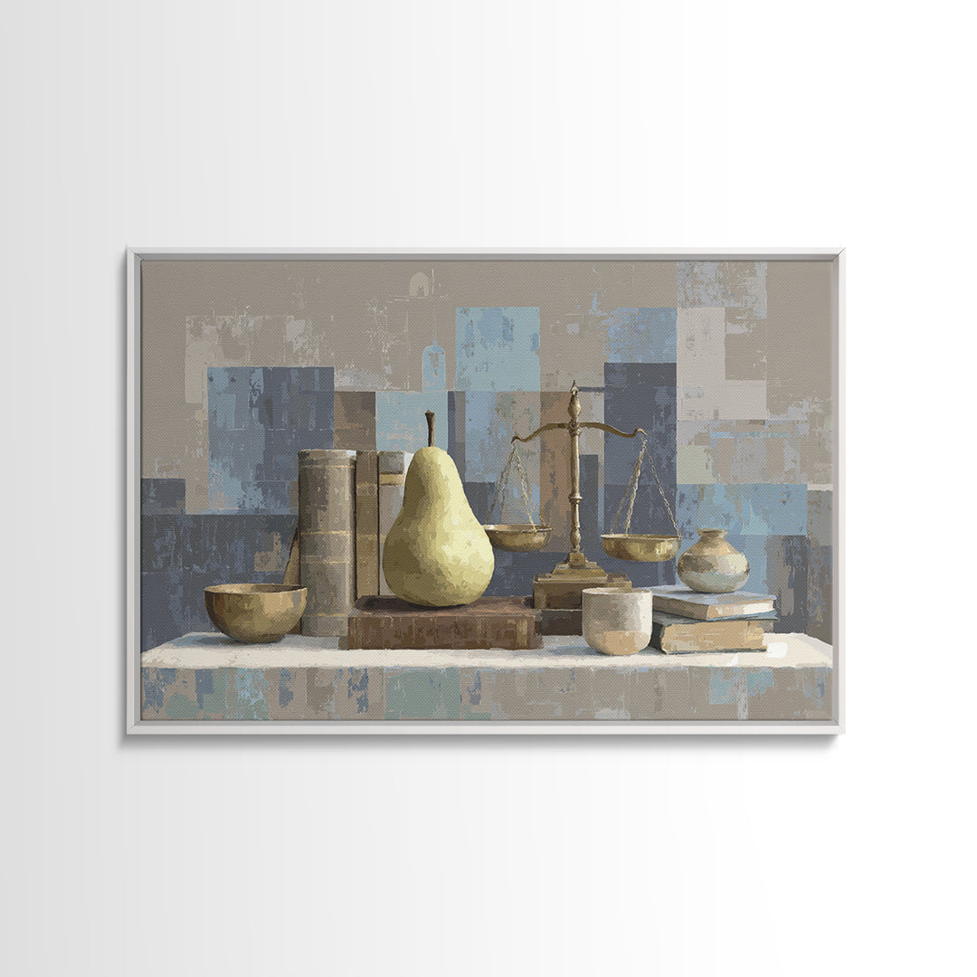 Elegant Pear Still Life on Linen Canvas Print, Hotel Art, Neutral Decor, Hotel Decor, Fine Art, Boutique, Home Decor, HOT-3x2-49