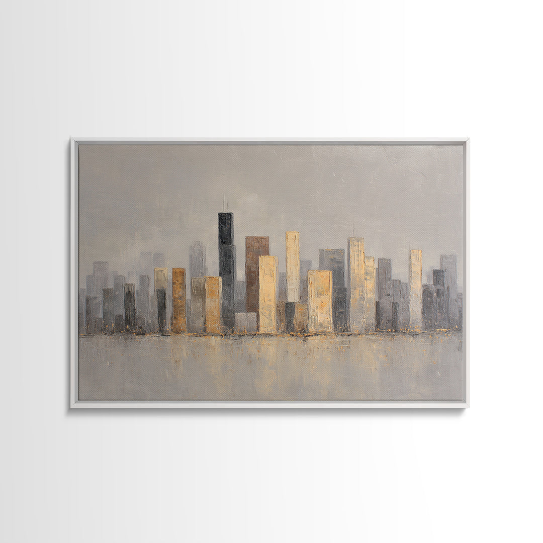 Quiet City Skyline Framed Canvas Print, Hotel Art, Living Room Decor, Hotel Decor, Fine Art, Boutique, City Wall Art, HOT-3x2-6