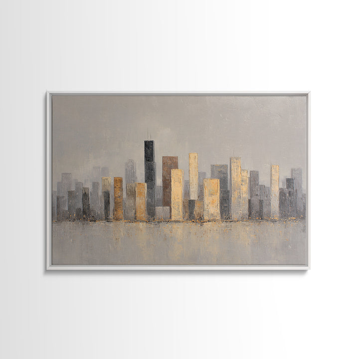 Quiet City Skyline Framed Canvas Print, Hotel Art, Living Room Decor, Hotel Decor, Fine Art, Boutique, City Wall Art, HOT-3x2-6