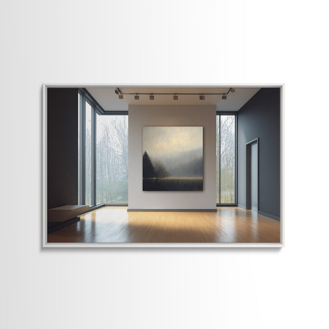 Misty Forest with Refined Calm Atmosphere Canvas Print, Hotel Art, Modern Wall Art, Hotel Decor, Boutique, Neutral Decor, HOT-3x2-66