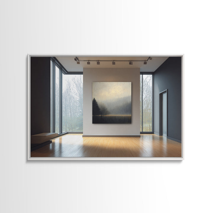 Misty Forest with Refined Calm Atmosphere Canvas Print, Hotel Art, Modern Wall Art, Hotel Decor, Boutique, Neutral Decor, HOT-3x2-66