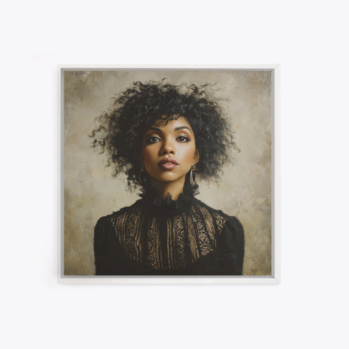 Curly Hair Portrait Canvas Print, Hair Salon Art, Minimalist Wall Art, Living Room Decor, Oil Painting, Style, Hair Stylist, HSA-1x1-15