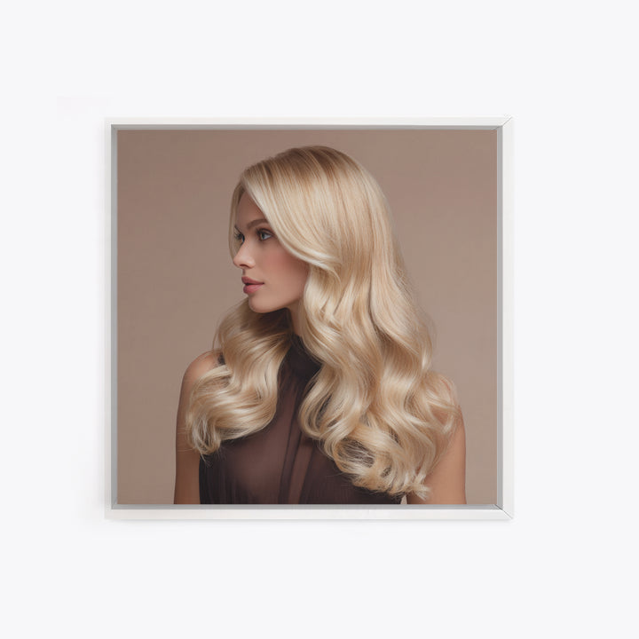 Blonde Waves Painted Framed Canvas Print, Hair Salon Art, African Art, Living Room Decor, Watercolor Art, Style, HSA-1x1-16