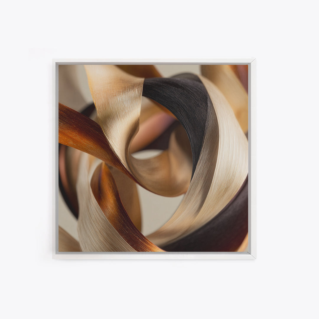 Hair Strands Turning into Abstract Ribbons Framed Canvas Print, Hair Salon Art, Salon Sign, Living Room Decor, Fine Art, Style, HSA-1x1-21