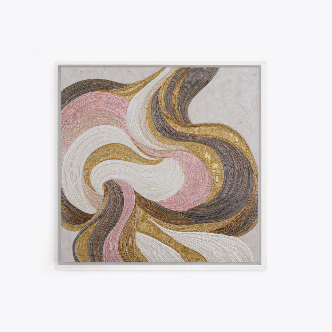 Abstract Hair Strands Forming Elegant Waves Framed Canvas Print, Hair Salon Art, African Art, Living Room Decor, Style, HSA-1x1-27