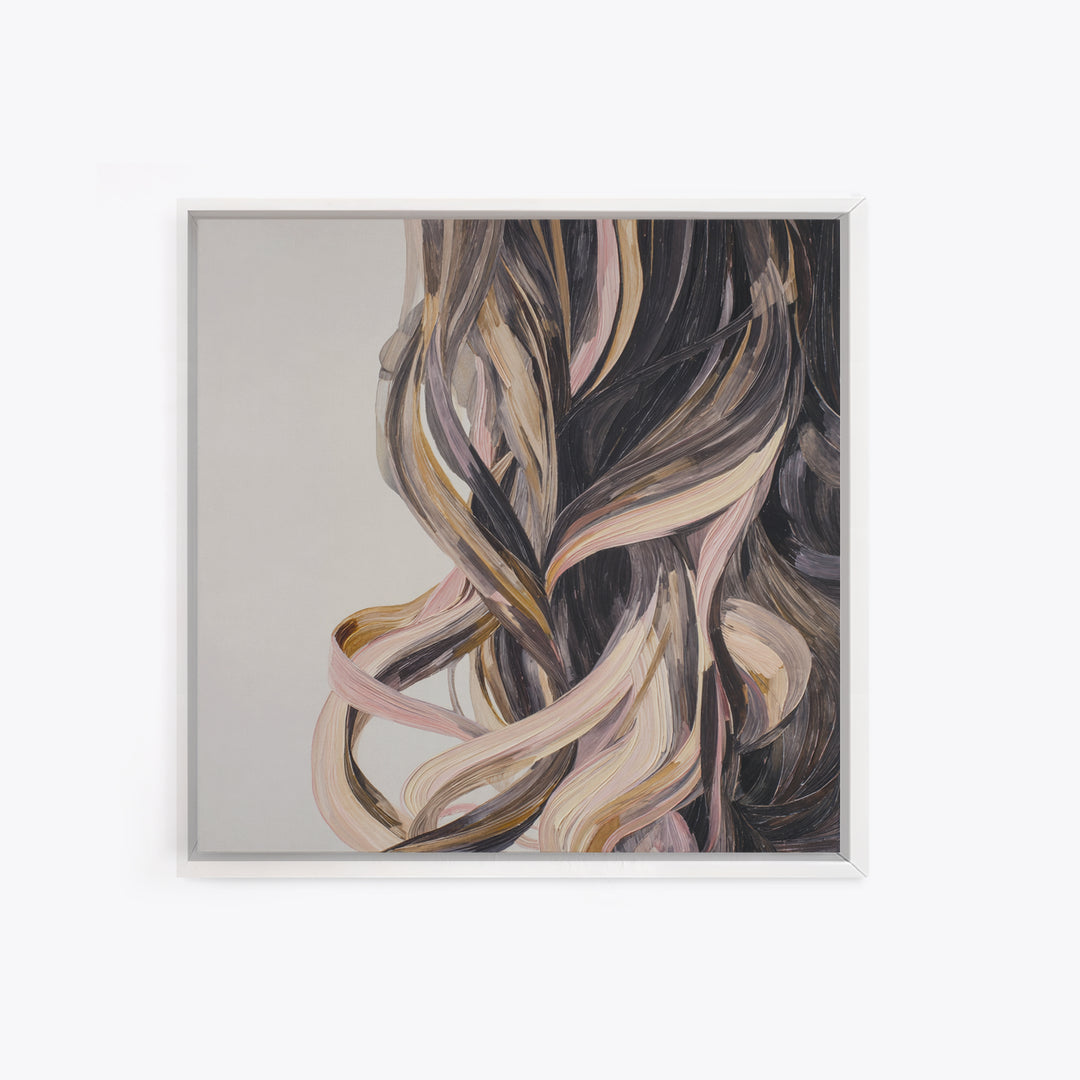 Hair Strands Turning into Abstract Ribbons Canvas Print, Hair Salon Art, Gallery Decor, Living Room Decor, Abstract Art, Style, HSA-1x1-45