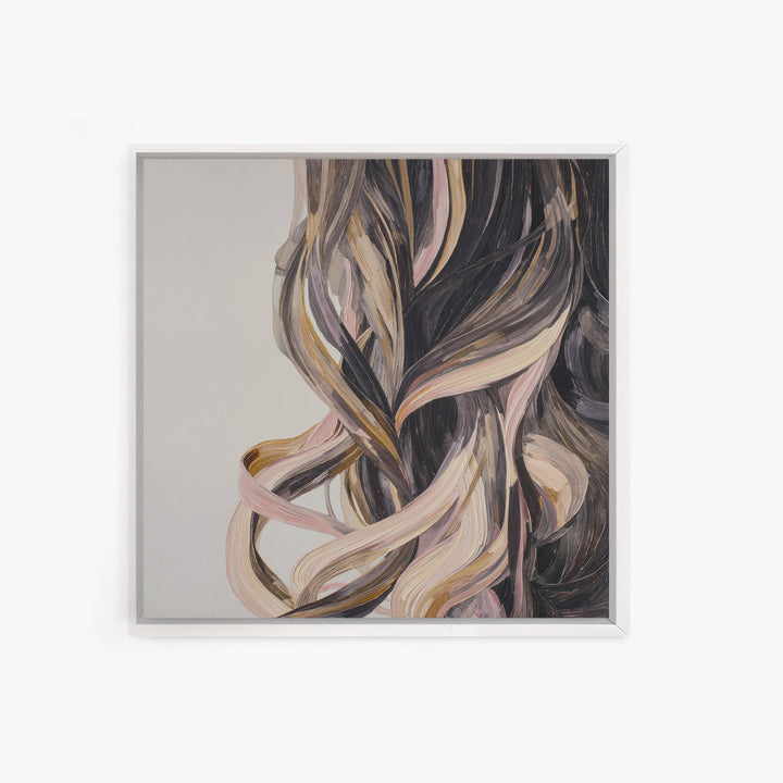 Hair Strands Turning into Abstract Ribbons Canvas Print, Hair Salon Art, Gallery Decor, Living Room Decor, Abstract Art, Style, HSA-1x1-45