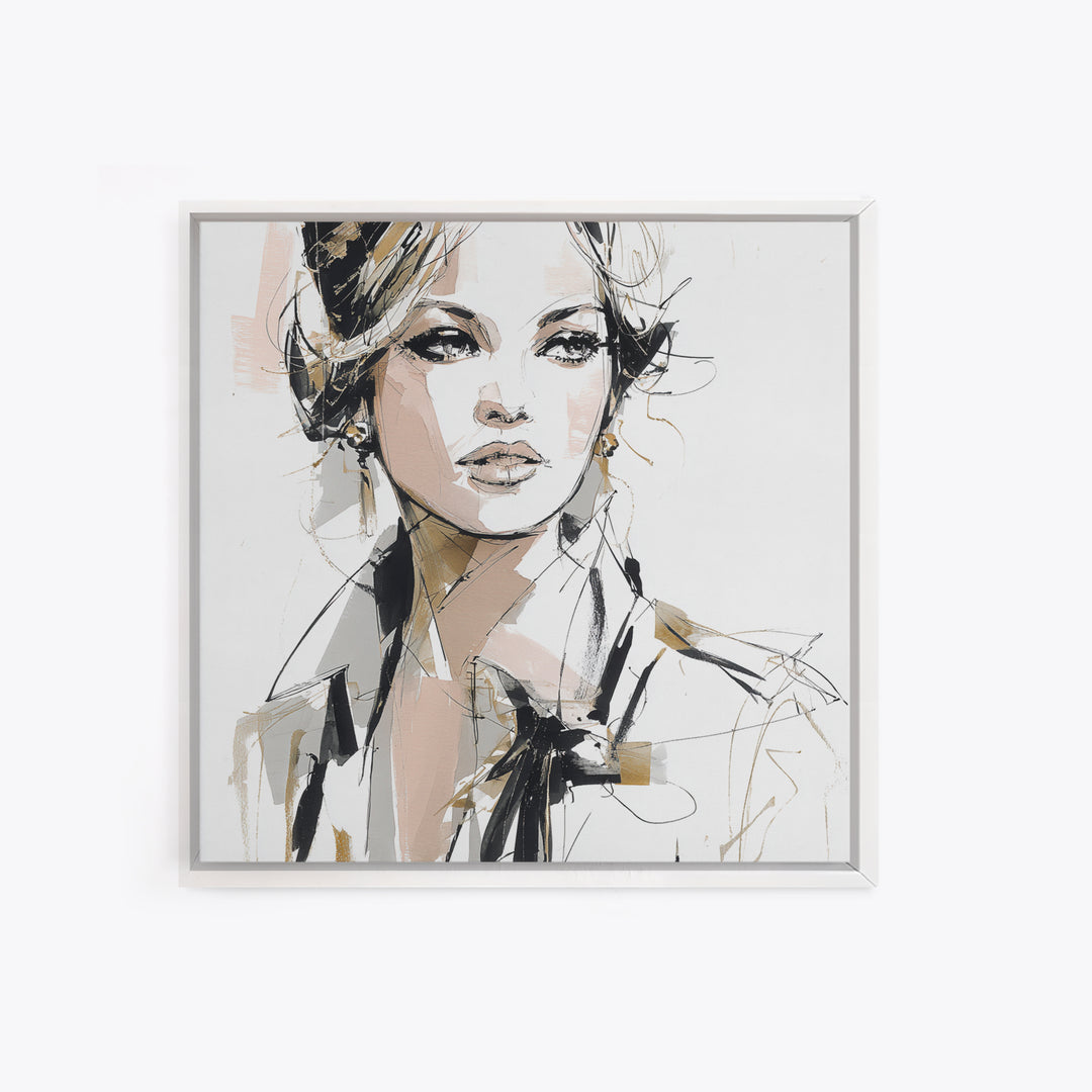 Black and White Line Art Salon Figure Canvas Print, Hair Salon Art, Girls Room Decor, Living Room Decor, Fine Art, Style, HSA-1x1-55