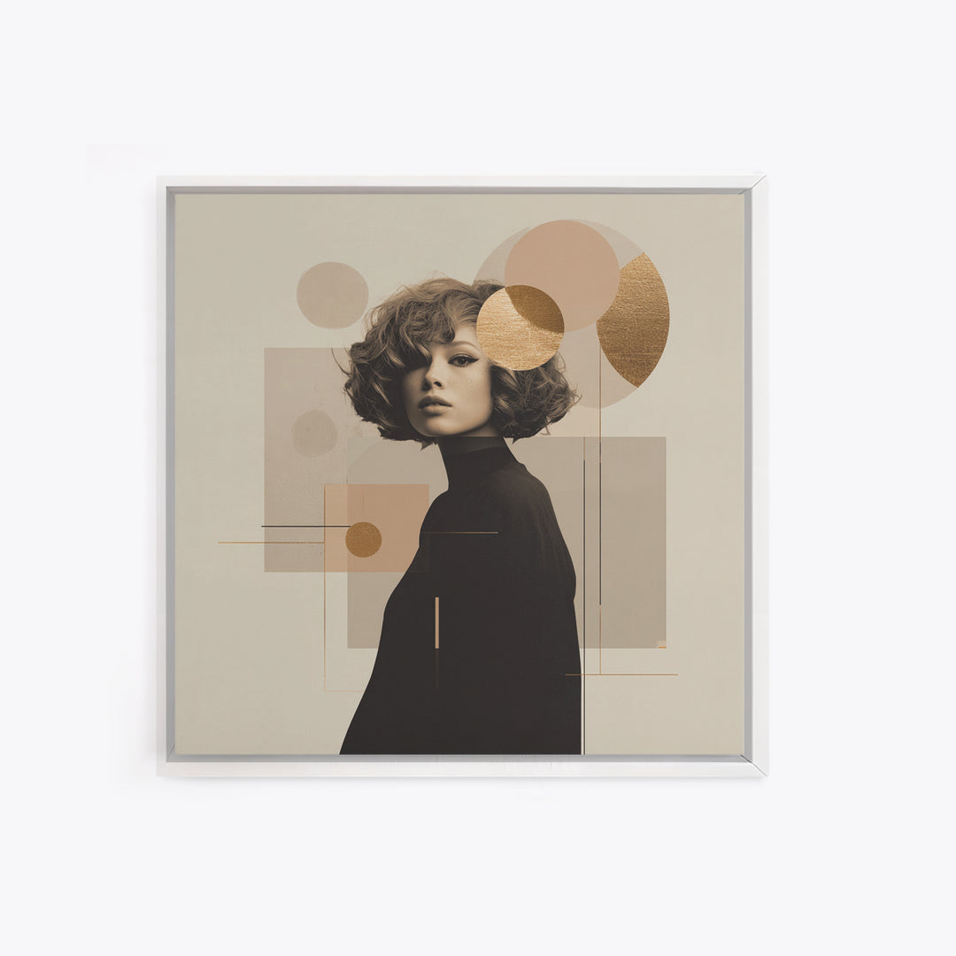 Mod 1960s Beauty Portrait Framed Canvas Print, Hair Salon Art, Home Decor, Living Room Decor, Fine Art, Style, Contemporary Art, HSA-1x1-67