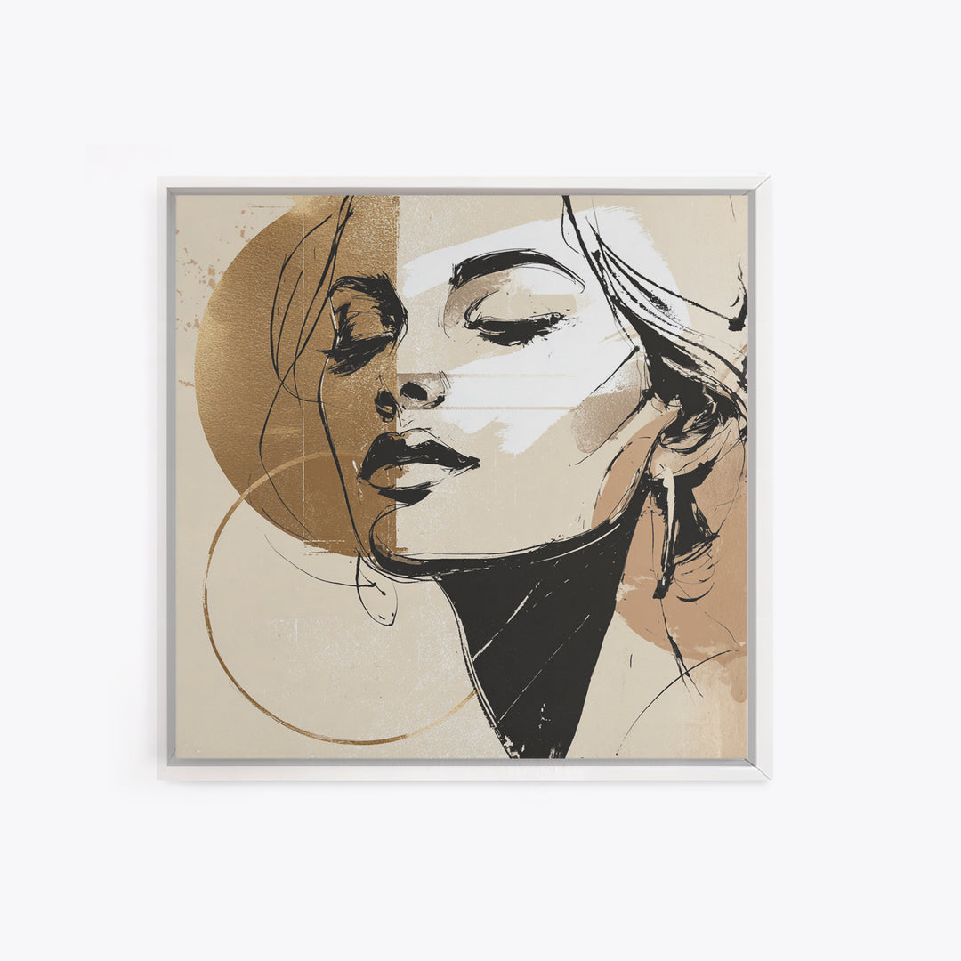 Black and White Line Art Salon Figure Framed Canvas Print, Hair Salon Art, Black Wall Art, Living Room Decor, Fine Art, Style, HSA-1x1-7