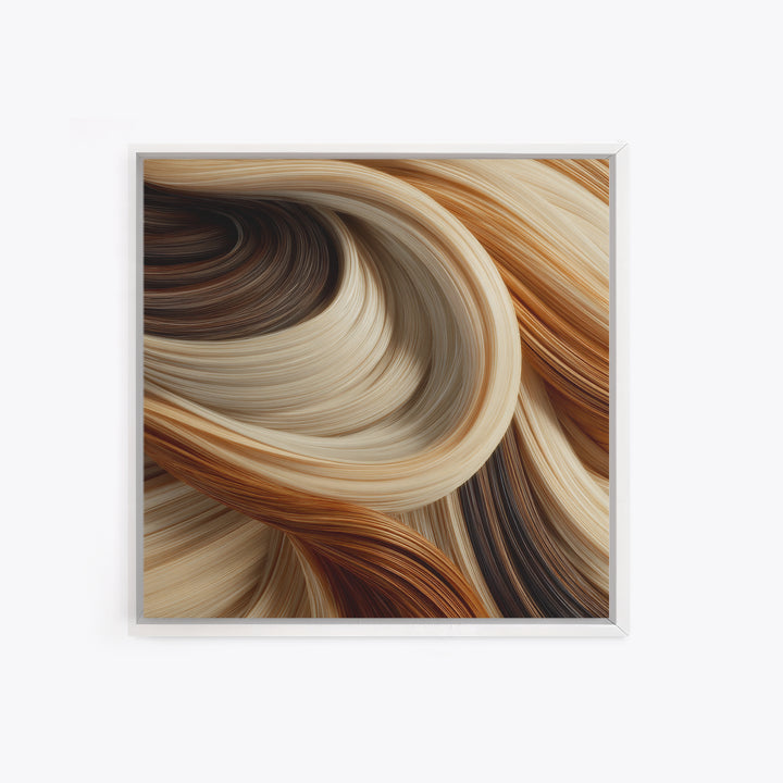 Abstract Hair Strands Forming Elegant Waves Canvas Print, Hair Salon Art, Neutral Decor, Living Room Decor, Abstract Art, Style, HSA-1x1-75
