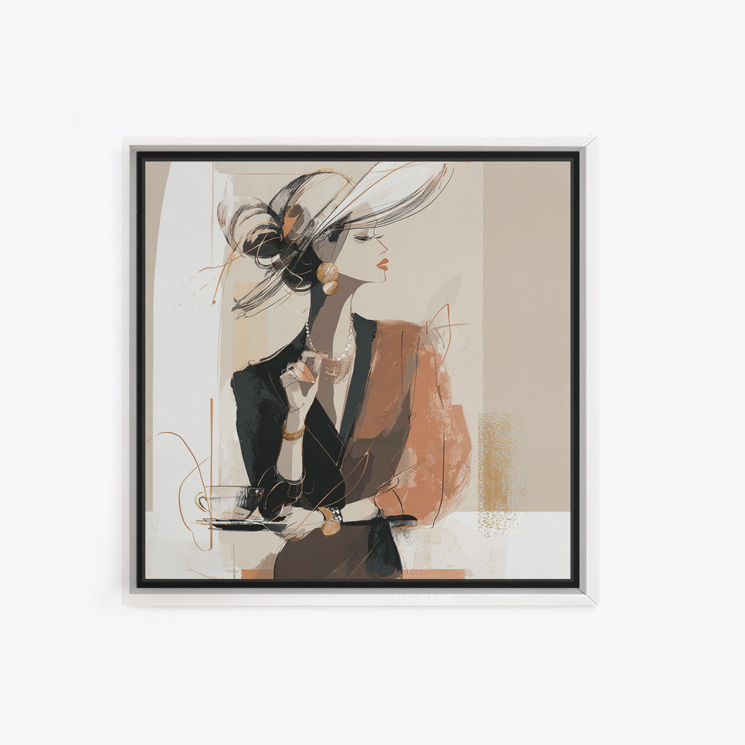 Black and White Line Art Salon Figure Framed Canvas Print, Hair Salon Art, Modern Decor, Living Room Decor, Fine Art, Style, HSA-1x1-79