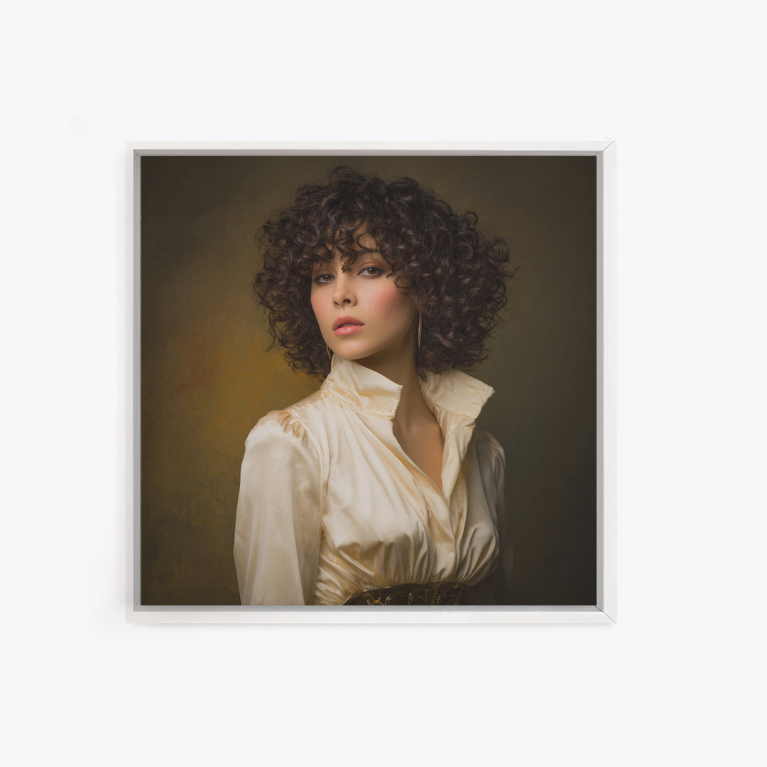 Curly Hair Portrait Canvas Print, Hair Salon Art, Statement Artwork, Living Room Decor, Fine Art, Style, Digital Prints, HSA-1x1-87