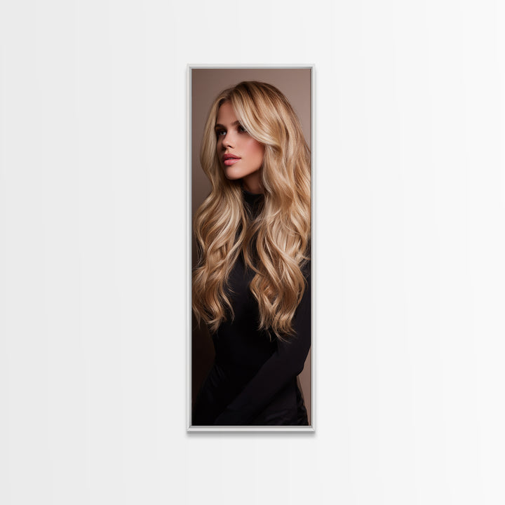 Blonde Waves Painted Canvas Print, Hair Salon Art, Digital Download Art, Living Room Decor, Fine Art, Style, Home Decor, HSA-1x3-100