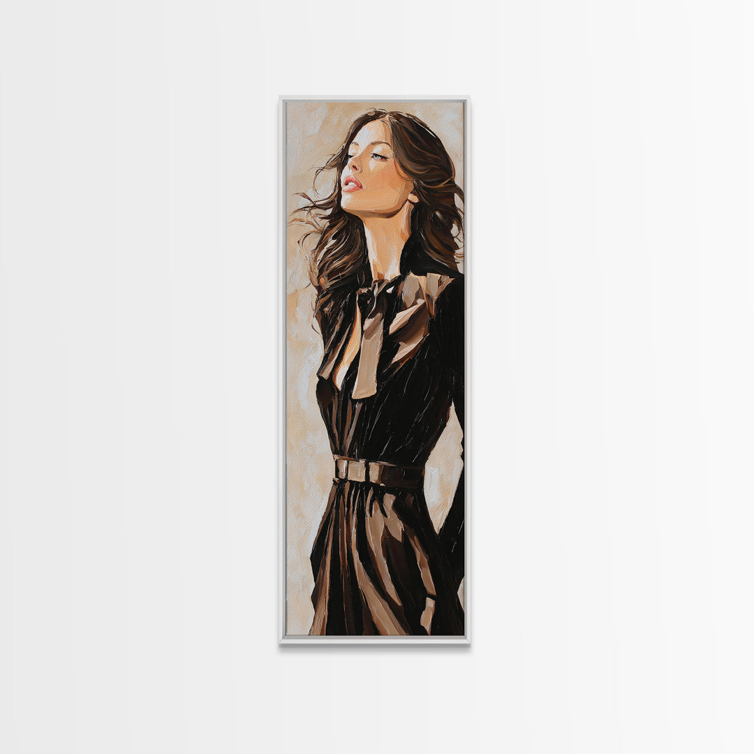 Fashion Portrait with Flowing Glossy Hair Canvas Print, Hair Salon Art, Fine Art Print, Living Room Decor, Fine Art, Style, HSA-1x3-13