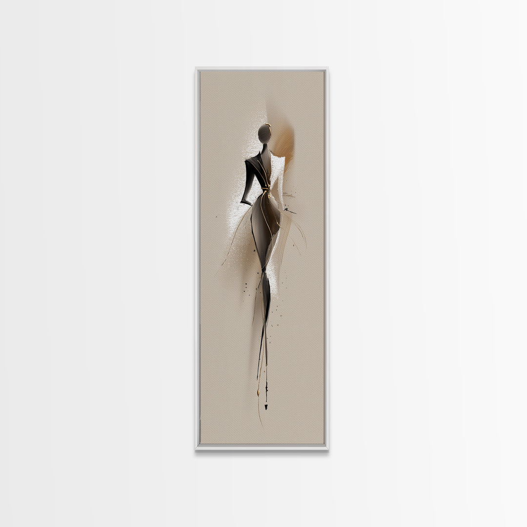 Black and White Line Art Salon Figure Framed Canvas Print, Hair Salon Art, Art, Living Room Decor, Style, Black Art Prints, HSA-1x3-19