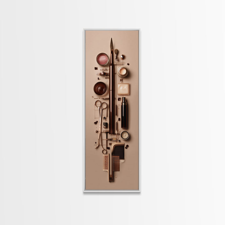 Rose Gold Salon Tool Still Life Framed Canvas Print, Hair Salon Art, Salon, Living Room Decor, Fine Art, Style, HSA-1x3-50