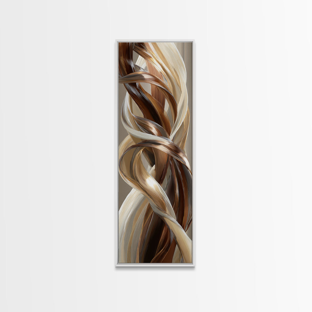 Hair Strands Turning into Abstract Ribbons Canvas Print, Hair Salon Art, Modern Decor, Living Room Decor, Fine Art, Style, HSA-1x3-57