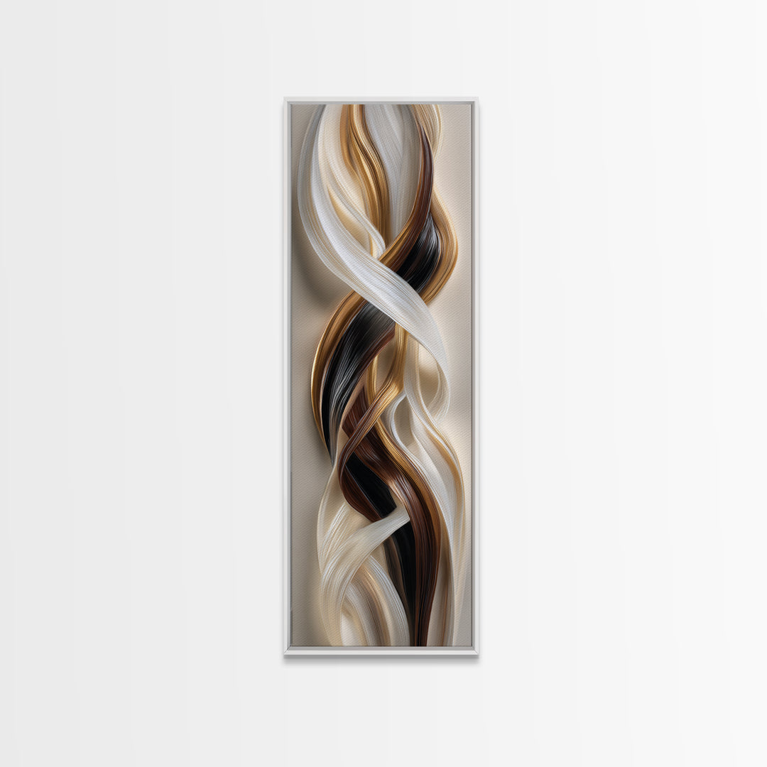 Abstract Hair Strands Forming Elegant Waves Canvas Print, Hair Salon Art, Digital Download Art, Living Room Decor, Abstract Art, HSA-1x3-63