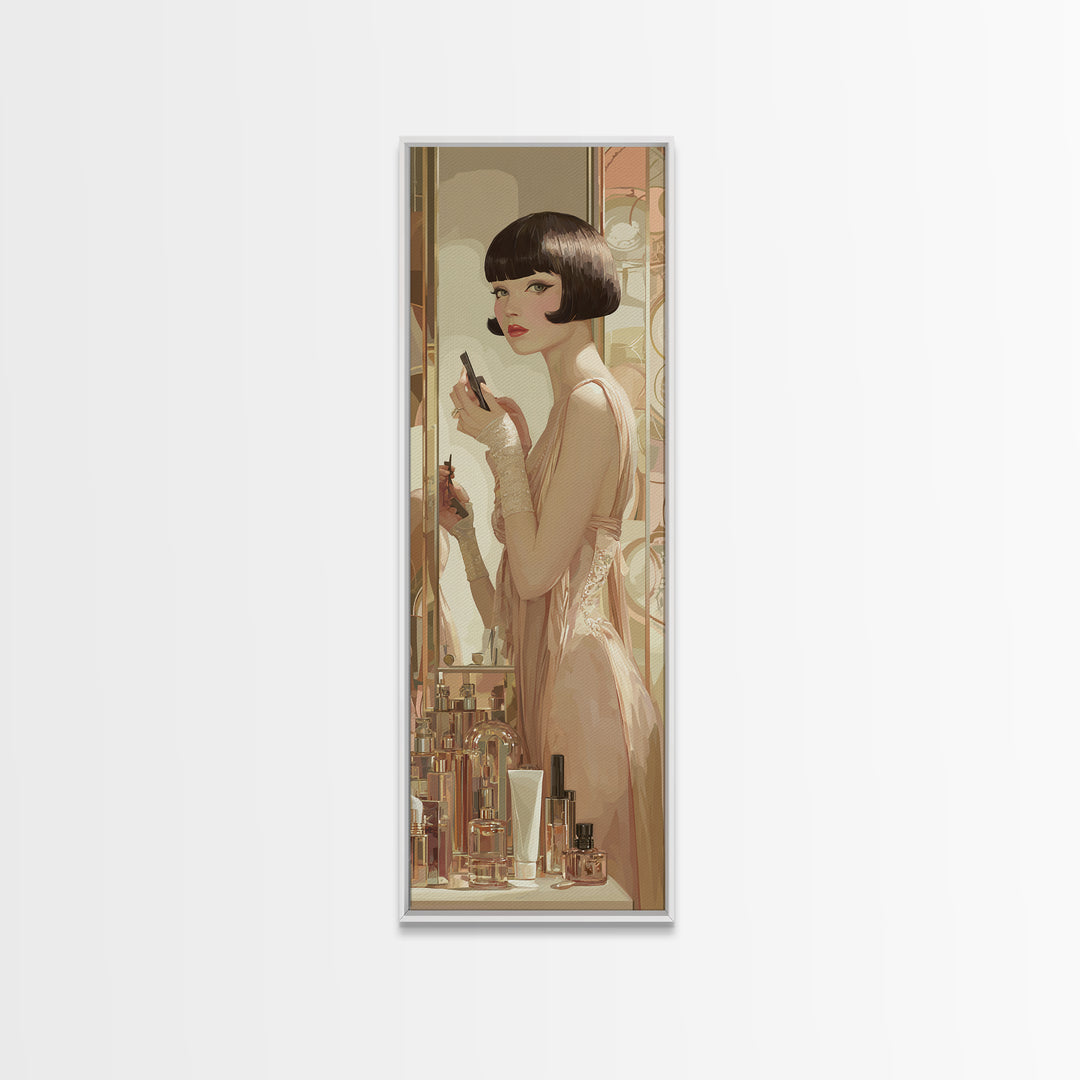 Woman with Dramatic Bob Haircut in Art Framed Canvas Print, Hair Salon Art, Printable Art, Living Room Decor, Fine Art, Style, HSA-1x3-64