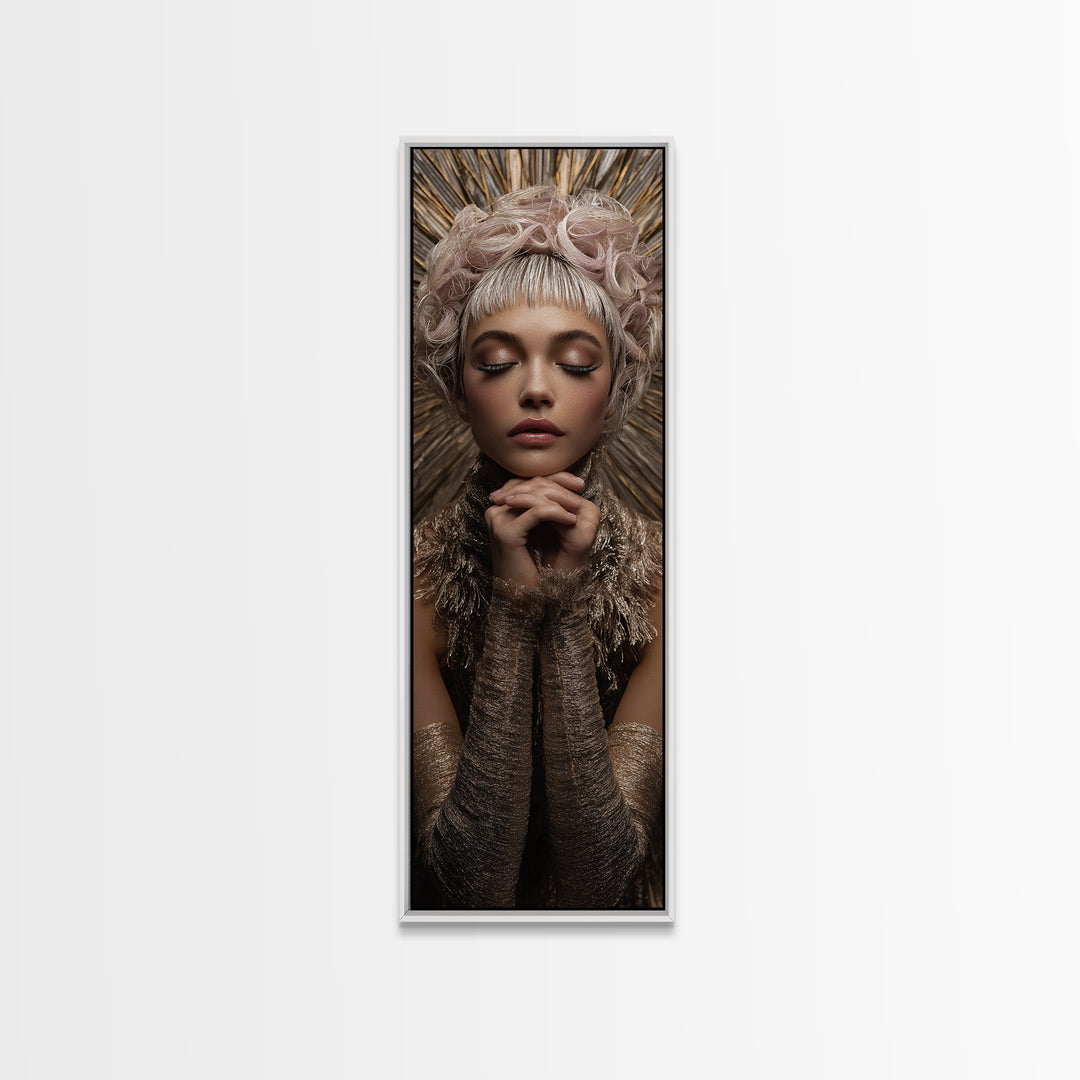 Glamour Face Portrait Canvas Print, Hair Salon Art, Black Wall Art, Living Room Decor, Oil Painting, Style, Afrocentric Art, HSA-1x3-68