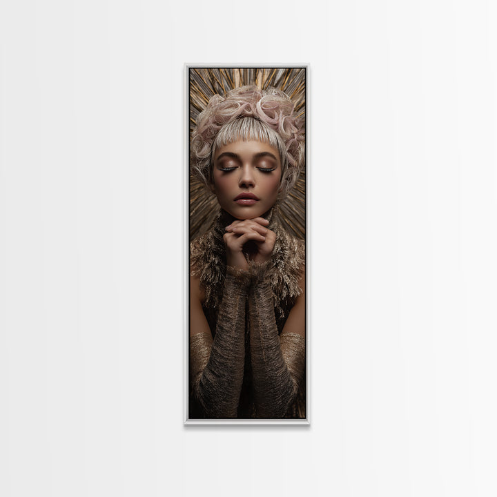 Glamour Face Portrait Canvas Print, Hair Salon Art, Black Wall Art, Living Room Decor, Oil Painting, Style, Afrocentric Art, HSA-1x3-68