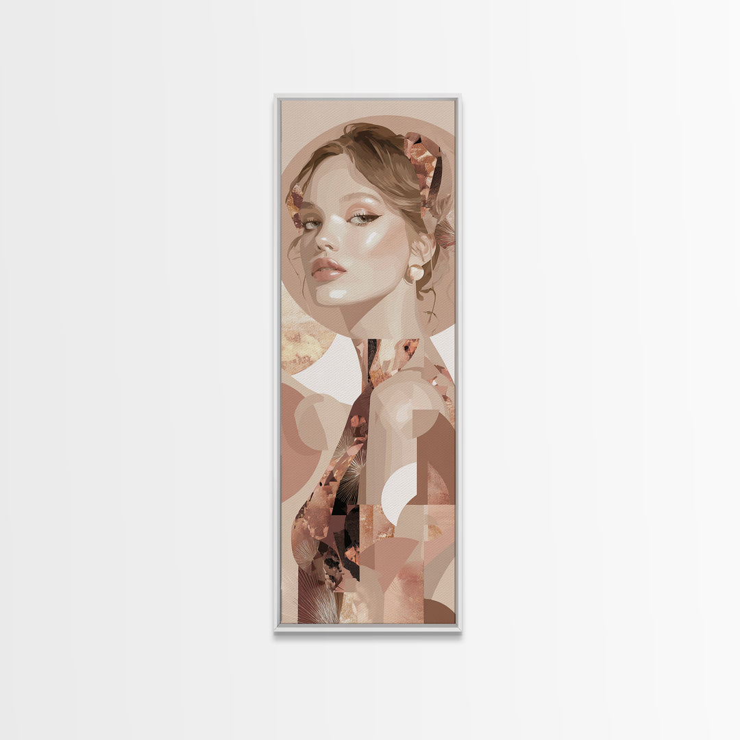 Mod 1960s Beauty Portrait Canvas Print, Hair Salon Art, Contemporary Art, Living Room Decor, Oil Painting, Style, Modern Art, HSA-1x3-7