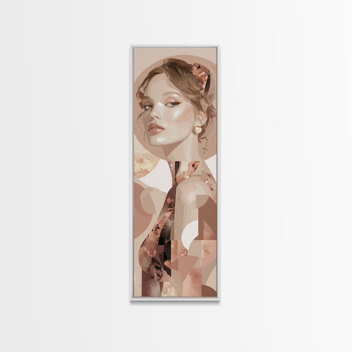 Mod 1960s Beauty Portrait Canvas Print, Hair Salon Art, Contemporary Art, Living Room Decor, Oil Painting, Style, Modern Art, HSA-1x3-7