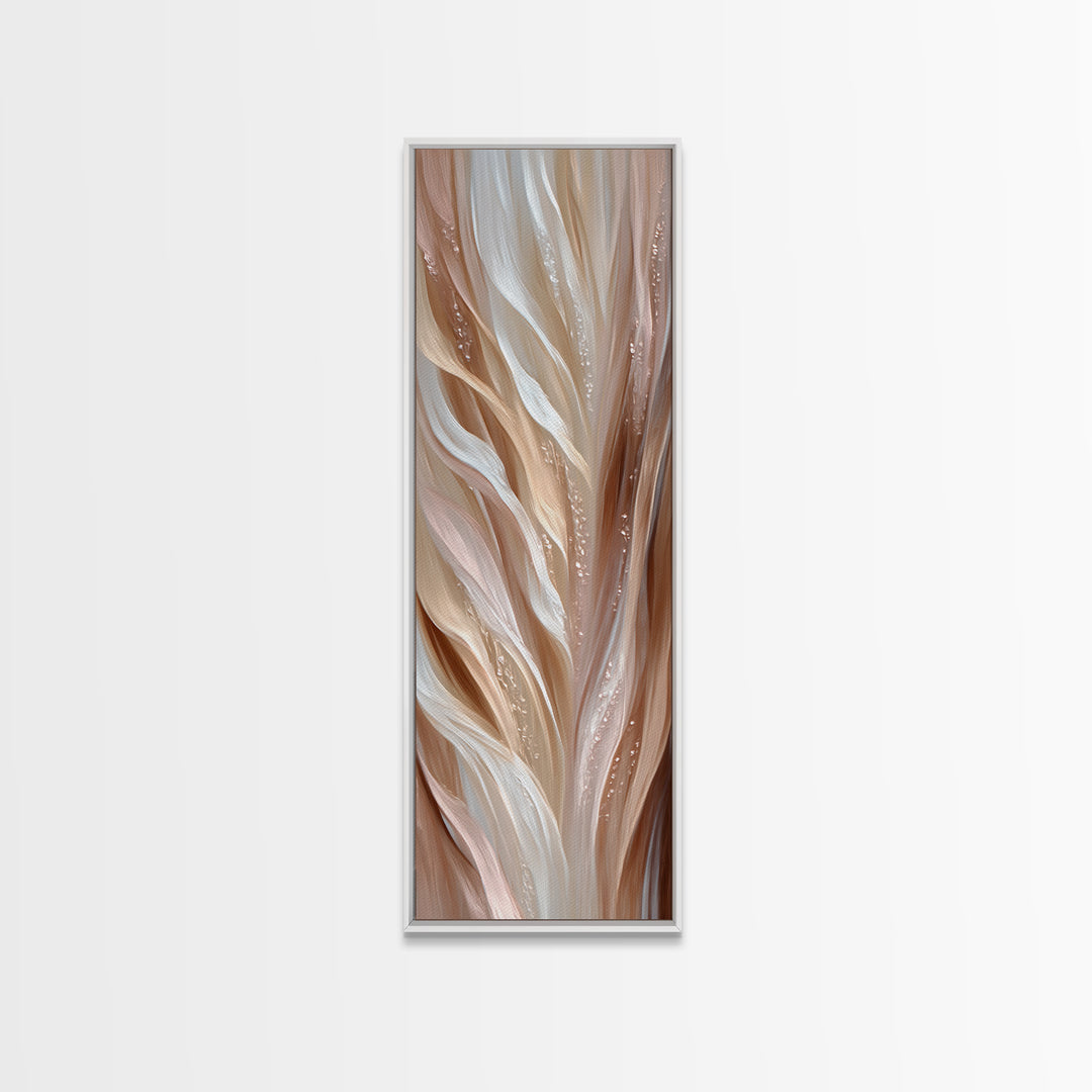Blonde Waves Painted Framed Canvas Print, Hair Salon Art, Minimalist Wall Art, Living Room Decor, Oil Painting, Style, HSA-1x3-76