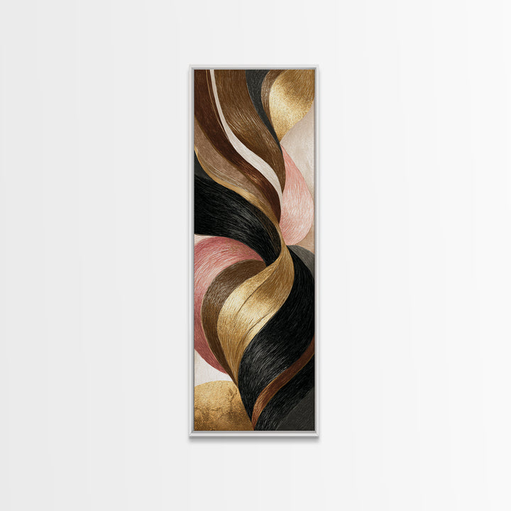 Luxury Black and Gold Beauty Emblem Framed Canvas Print, Hair Salon Art, Black Art, Living Room Decor, Fine Art, Style, HSA-1x3-84