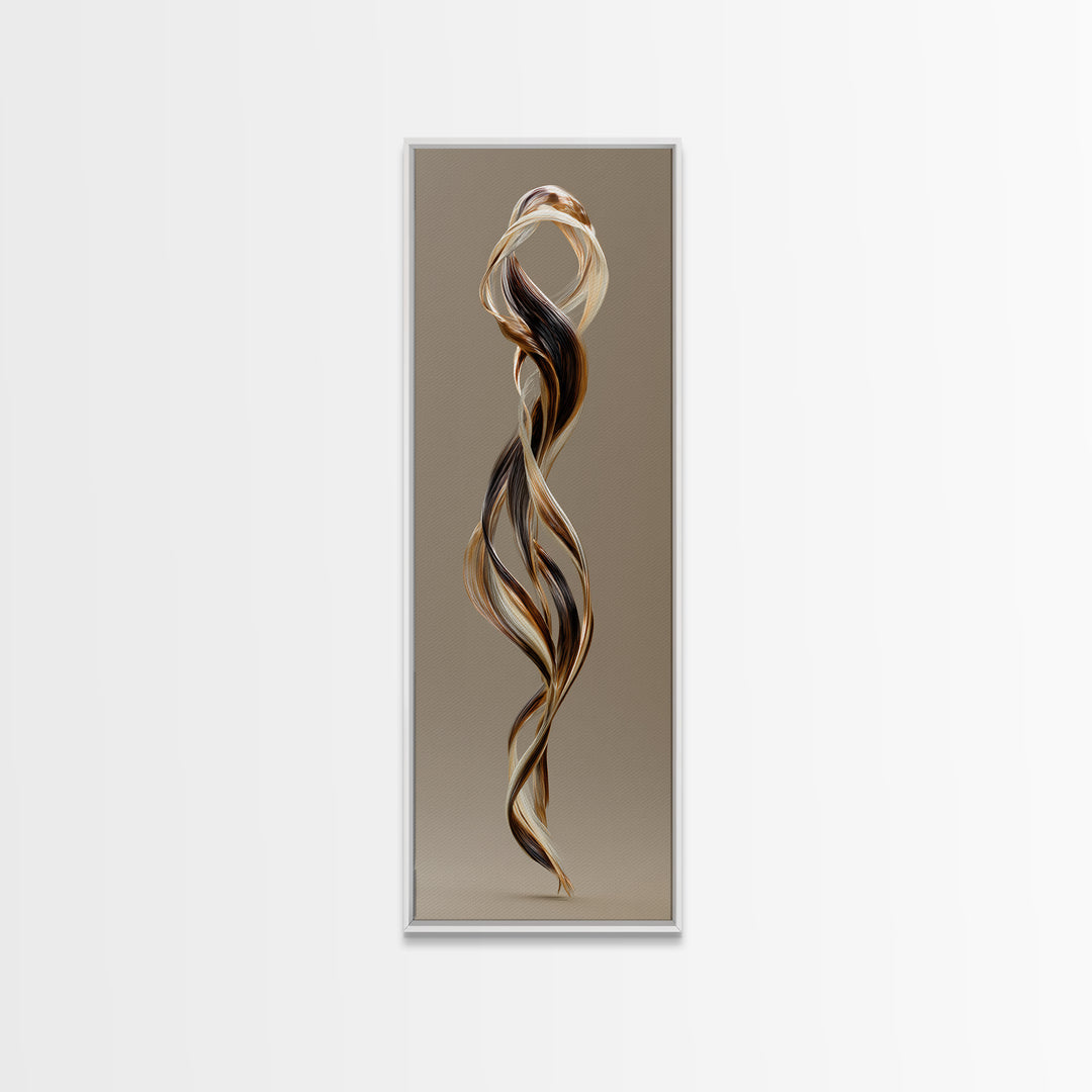 Hair Strands Turning into Abstract Ribbons Canvas Print, Hair Salon Art, Gallery Decor, Living Room Decor, Abstract Art, Style, HSA-1x3-9