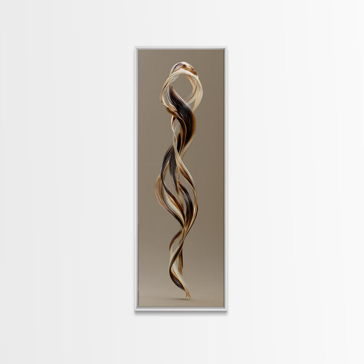 Hair Strands Turning into Abstract Ribbons Canvas Print, Hair Salon Art, Gallery Decor, Living Room Decor, Abstract Art, Style, HSA-1x3-9