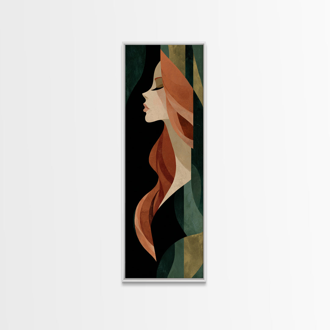 Copper Hair Silhouette Canvas Print, Hair Salon Art, Modern Decor, Living Room Decor, Fine Art, Style, Digital Prints, HSA-1x3-94