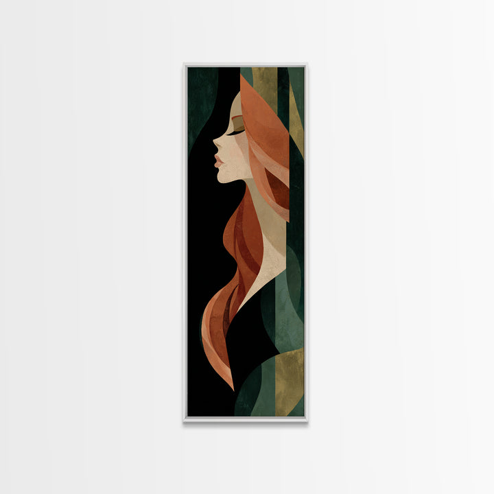 Copper Hair Silhouette Canvas Print, Hair Salon Art, Modern Decor, Living Room Decor, Fine Art, Style, Digital Prints, HSA-1x3-94
