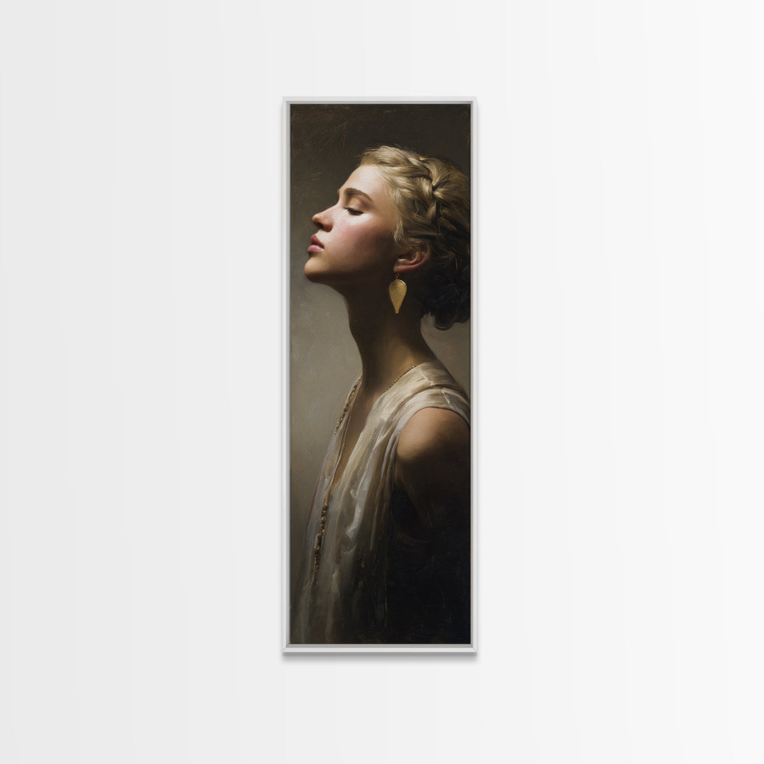 Minimal Female Profile Framed Canvas Print, Hair Salon Art, Black Owned Art, Living Room Decor, Abstract Art, Style, HSA-1x3-96