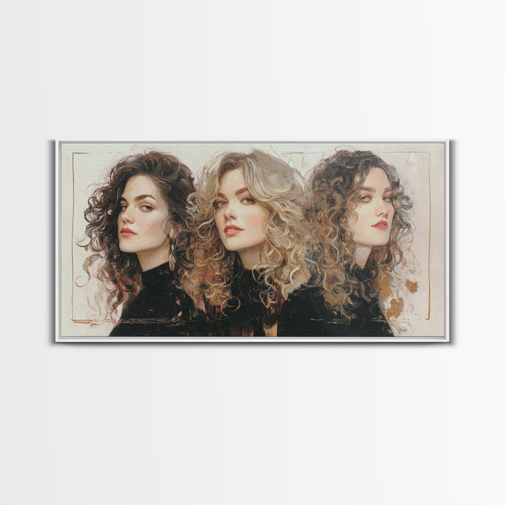 Curly Hair Portrait Framed Canvas Print, Hair Salon Art, Digital Download Art, Living Room Decor, Fine Art, Style, Home Decor, HSA-2x1-11