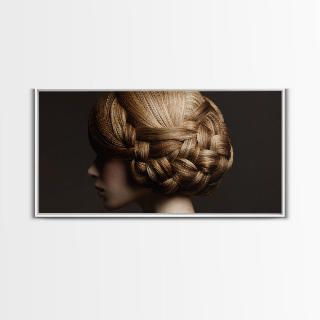 Braided Hairstyle Study Canvas Print, Hair Salon Art, Metal Wall Art, Living Room Decor, Fine Art, Style, Black and White Art, HSA-2x1-31