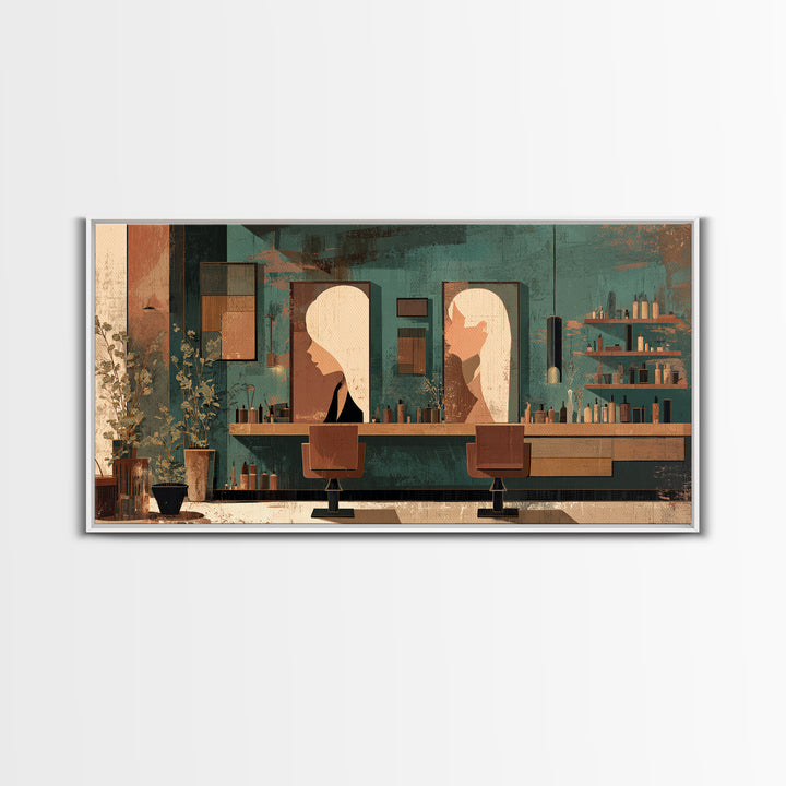 Copper Hair Silhouette Canvas Print, Hair Salon Art, Contemporary Art, Living Room Decor, Fine Art, Style, Modern Art, HSA-2x1-54
