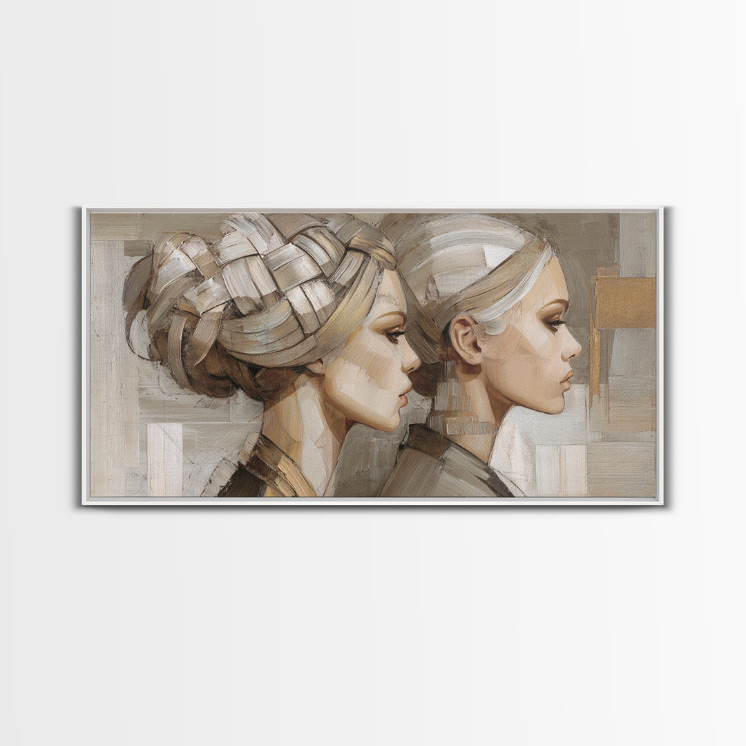 Braided Hairstyle Study Framed Canvas Print, Hair Salon Art, African American Art, Living Room Decor, Fine Art, Style, HSA-2x1-55