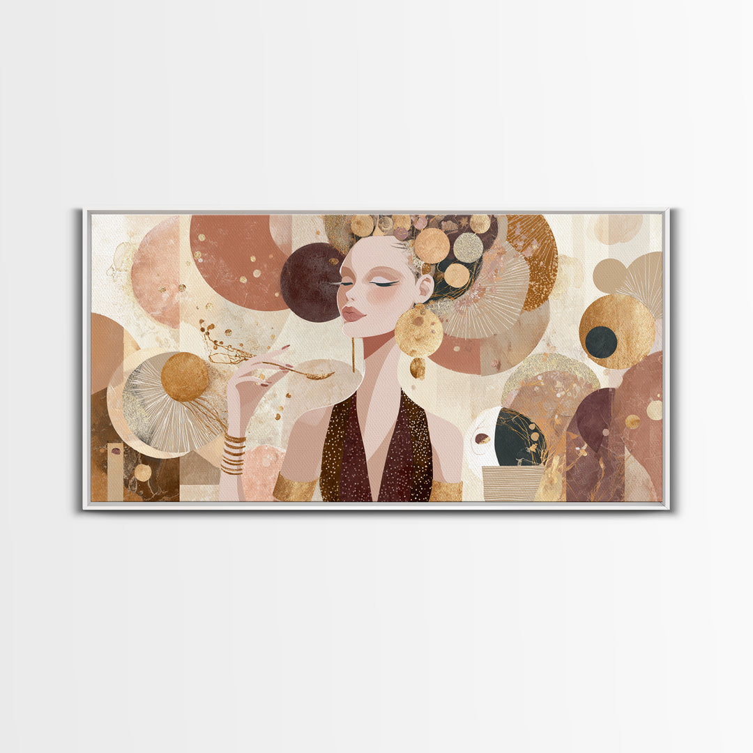 Colorful Fashion Illustration of a Stylish Woman Canvas Print, Hair Salon Art, Living Room Decor, Oil Painting, Style, HSA-2x1-57
