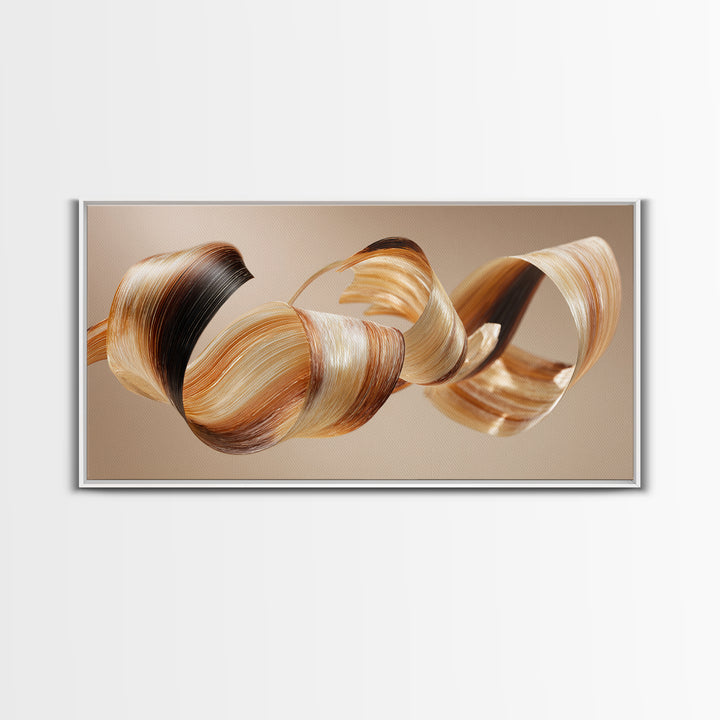 Hair Strands Turning into Abstract Ribbons Framed Canvas Print, Hair Salon Art, Art Print, Living Room Decor, Fine Art, Style, HSA-2x1-65