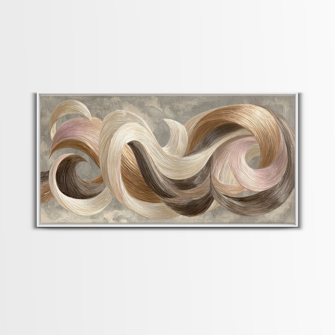 Abstract Hair Strands Forming Elegant Waves Canvas Print, Hair Salon Art, Afrocentric Art, Living Room Decor, Fine Art, Style, HSA-2x1-71
